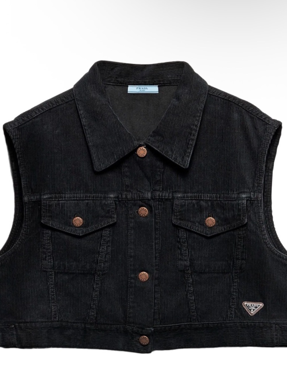 Prada Women’s Size L Black Corduroy Vest Jacket